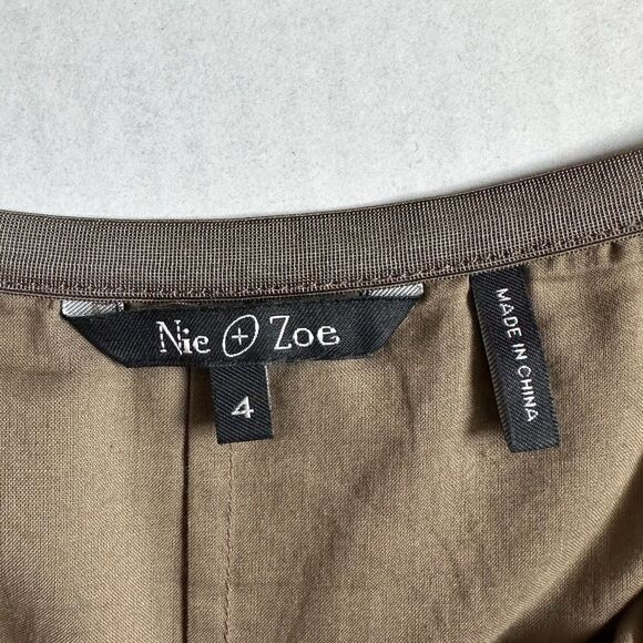 Nic + Zoe Embroidered Skirt Taupe Gold Sz 4 Women’s Swing Satin Full Midi Floral - Picture 3 of 12